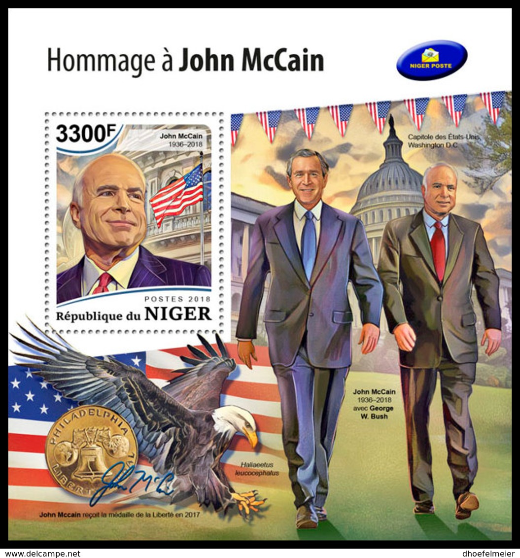 NIGER 2018 **MNH John McCain Politician Politiker Politique George W. Bush S/S - IMPERFORATED - DH1849 - Autres & Non Classés