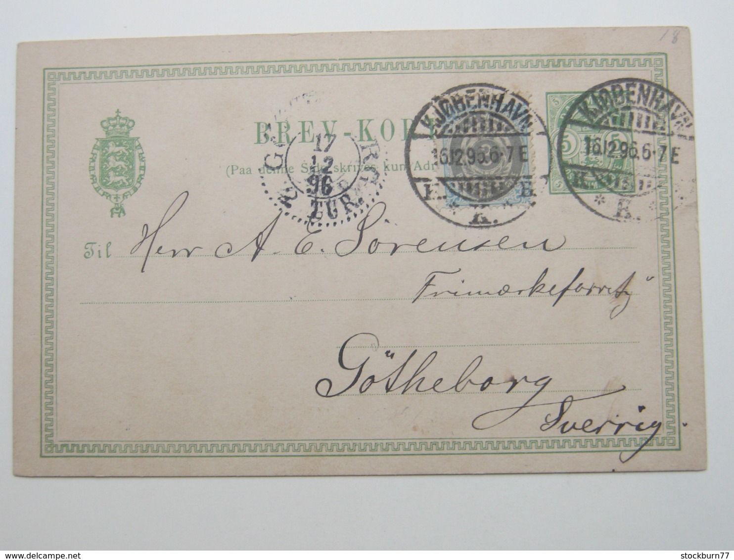 1896 , Ganzsache  Nach Schweden - Storia Postale