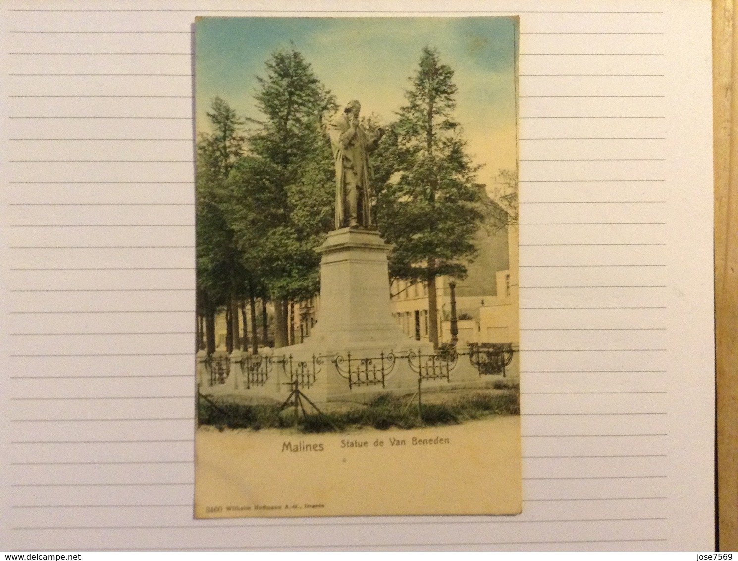 +postkaart, Mechelen Statue De Van Beneden, Gelopen 1906, Zegel 1 Cent Nr, 53 - Malines