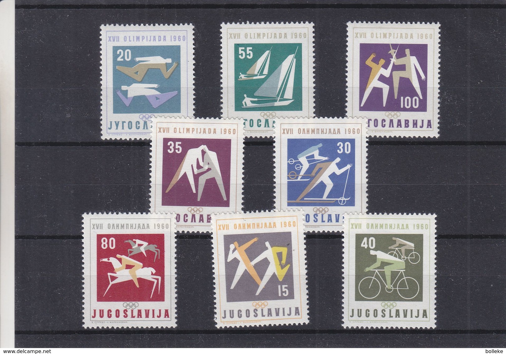 Jeux Olympiques Rome 1960 ** - Yougoslavie -voile-escrime-boxe-natation-ski-hippisme-cyclisme-poids- Valeur 17 € - Ete 1960: Rome