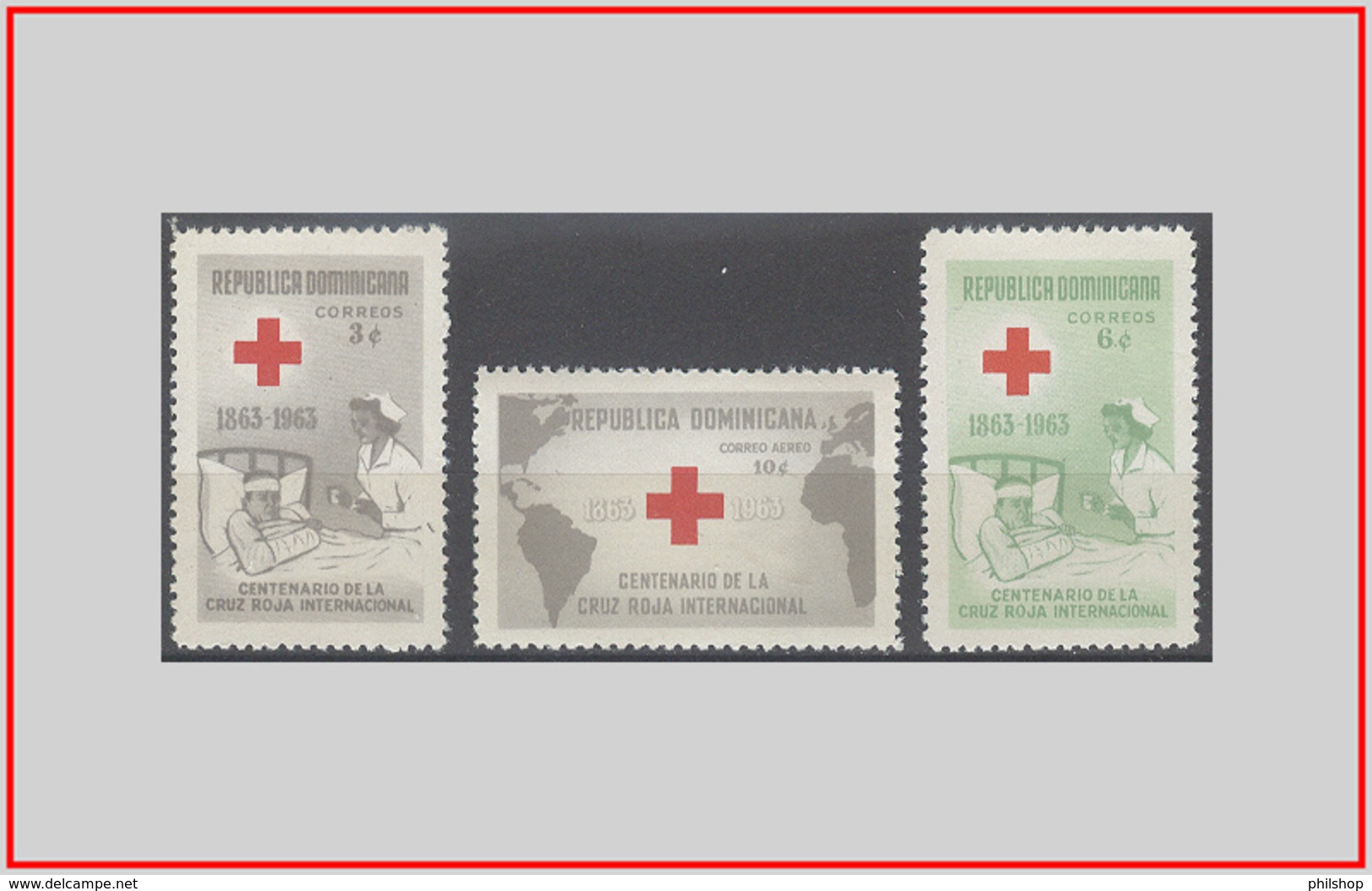 Domenicana Dominican 1963 - Cat. 600/01 + PA 165 (MNH **) Croce Rossa - Red Cross (010271) - Repubblica Domenicana