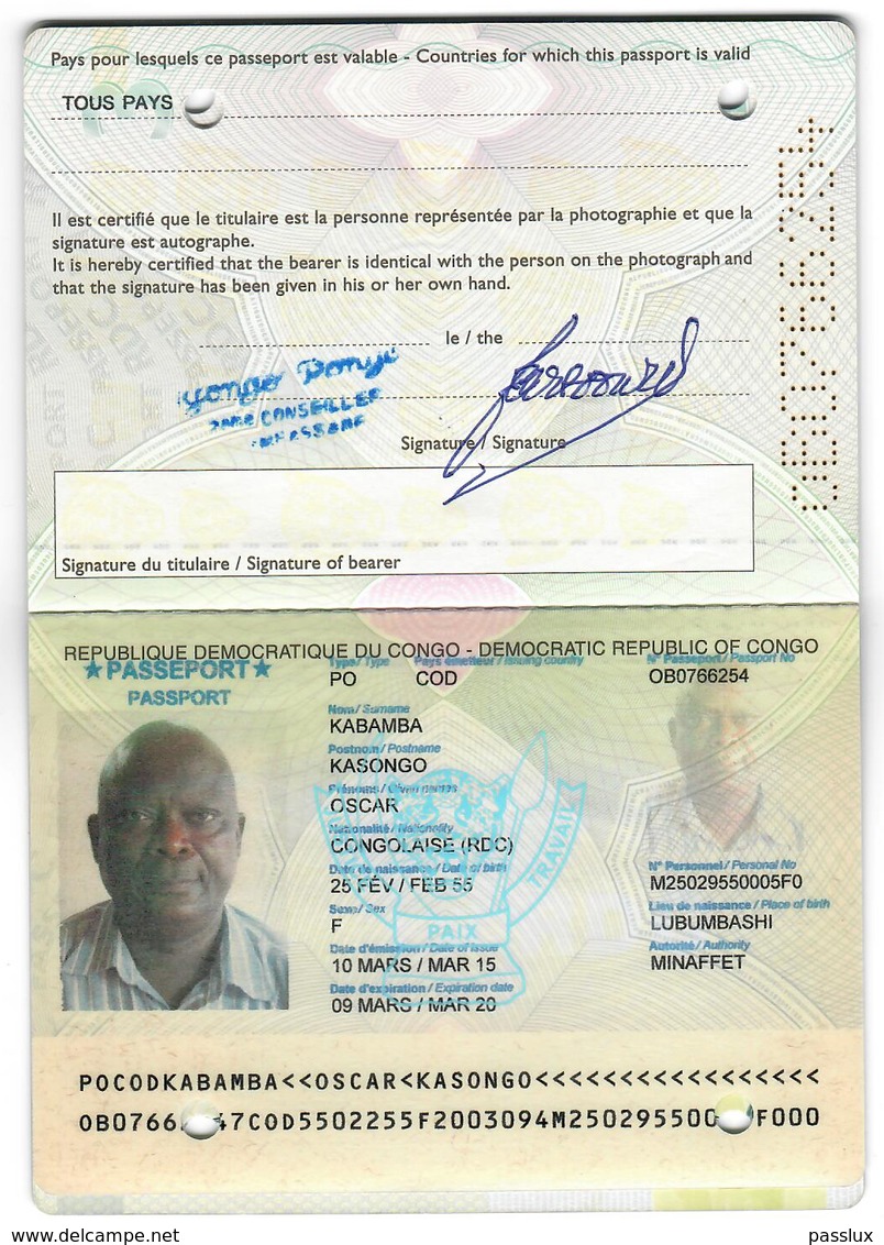 Democratic Republic Of CONGO Collectible Passport Passeport Reisepass Pasaporte Passaporto - Historische Documenten