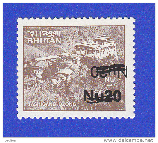 BHUTAN Nu 20 Surcharge 2001 On Nu 1 1984 Stamp Monastries ! DOUBLE OVERPRINT ! Inverted! - Bhutan