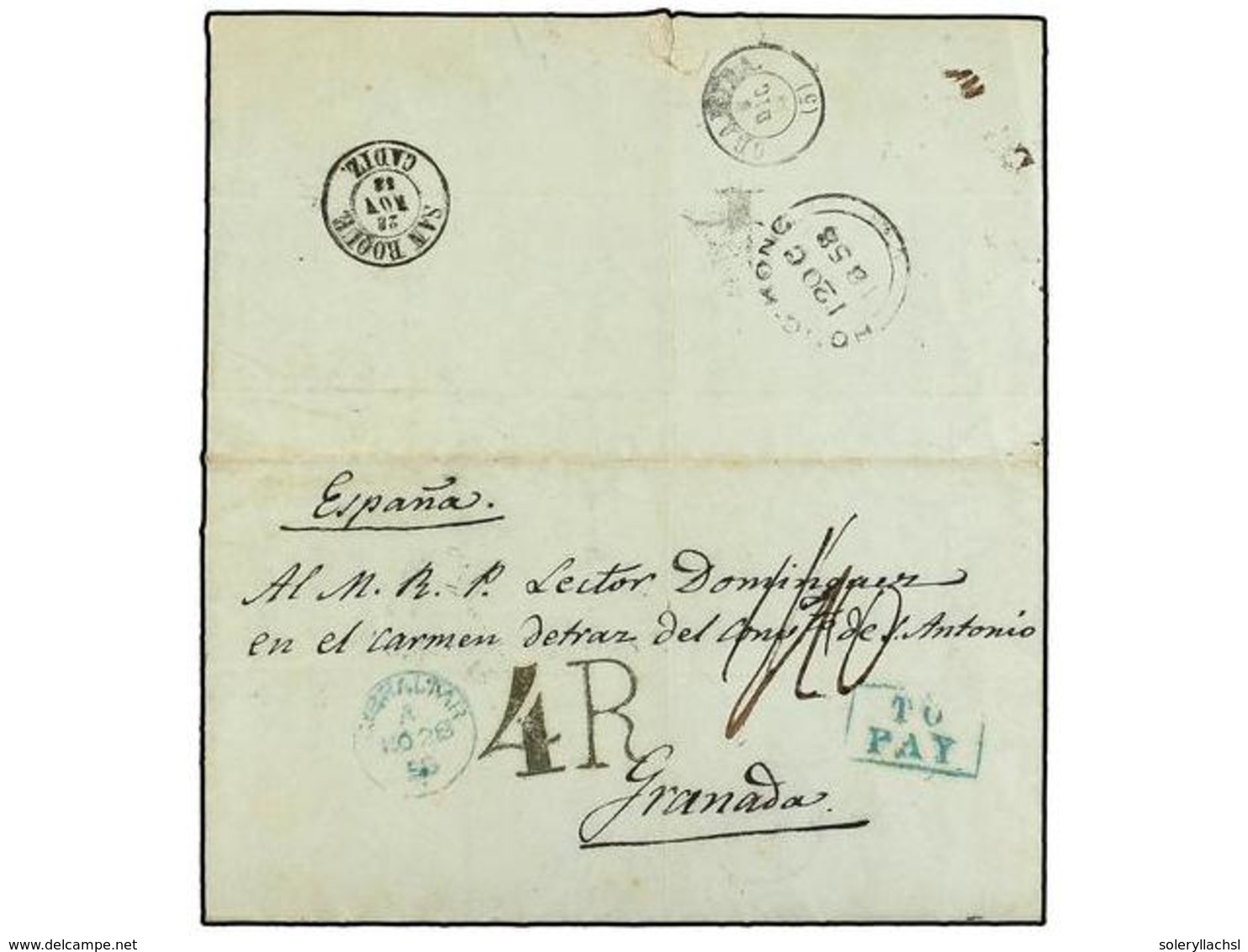 CHINA. 1858. HU-NAN To GRANADA (Spain). Entire Letter Written In Spanish Sent By The Spanish Franciscan Missionary Migue - Sonstige & Ohne Zuordnung