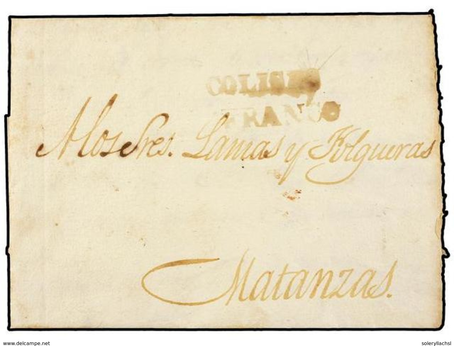 CUBA. 1837 (20-Marzo). COLISEO A MATANZAS. Carta Completa. Marca COLISEO Y FRANCO En Tinta De Escribir. Rarísima E Inédi - Other & Unclassified