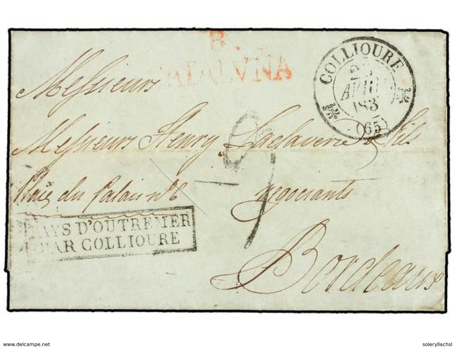 CUBA. 1837. SANTIAGO DE CUBA A BORDEAUX. Circulada Vía Barcelona, Marca De Entrada B/CATALUÑA  Y Por Mar Vía COLLIOURE C - Otros & Sin Clasificación