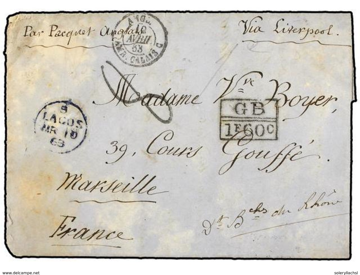 DAHOMEY. 1863 (March 5). Entire Letter To MARSEILLE Stating That The Writer Had Been Made Vice Consul Of France For Daho - Other & Unclassified