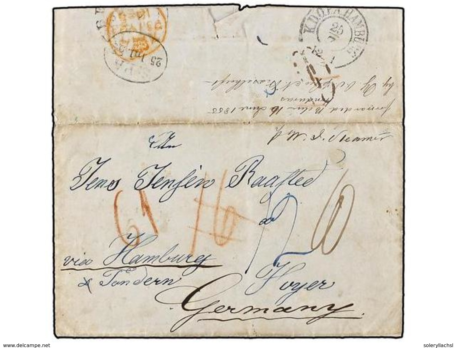 ALEMANIA ANTIGUOS ESTADOS: SCHLESWIG-HOLSTEIN. 1855 (May 15). Incoming Mail From HONDURAS. Entire Letter Written From SA - Autres & Non Classés