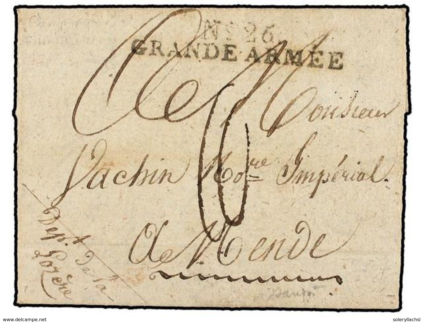 ALEJANDRIA. 1807 (June 2). AU CAMP IMPERIAL DE VINKINSTIN To FRANCE. Entire Letter From A French Soldier. With Nº 26/GRA - Autres & Non Classés