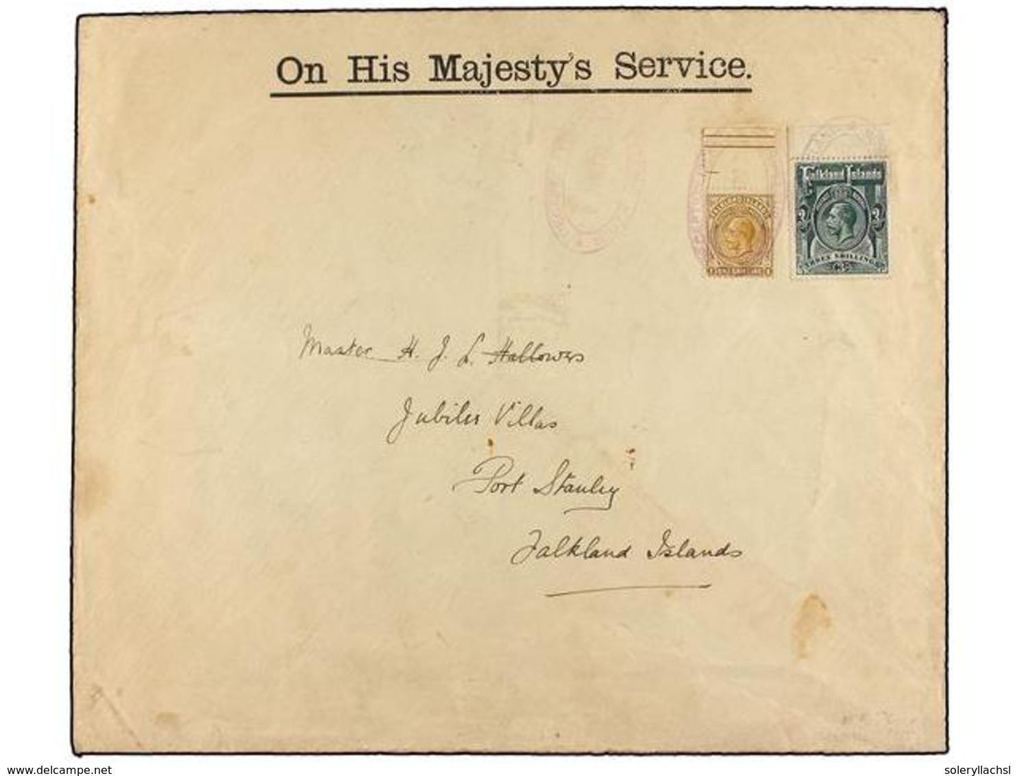 FALKLAND. 1923. DECEPTION ISLAND (South Shetlands) To PORT STANLEY (Falkland Islands). Large O.H.M.S. Envelope Franked W - Otros & Sin Clasificación