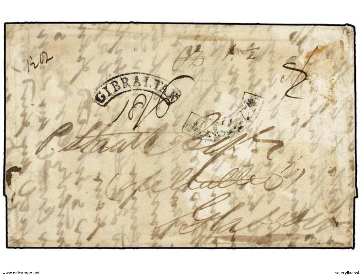 MALTA. 1832. MALTA To GLASGOW. Entire Letter With Fair MALTA Arc And Black GIBRALTAR Arc Strucks, Charged '18/6'and '1 1 - Autres & Non Classés