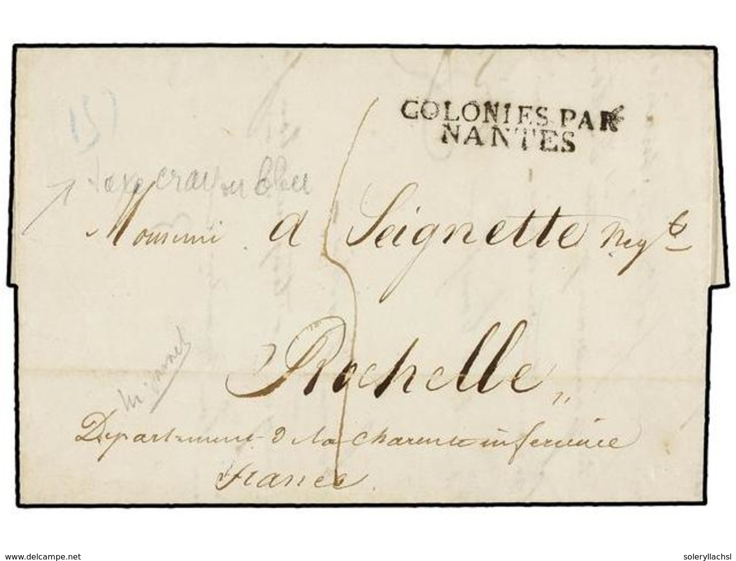 MAURICIO. 1817 (January 30). ILE MAURICE To LA ROCHELLE. Folded Letter With COLONIES PAR/NANTES Entry Mark (Salles 60),  - Autres & Non Classés