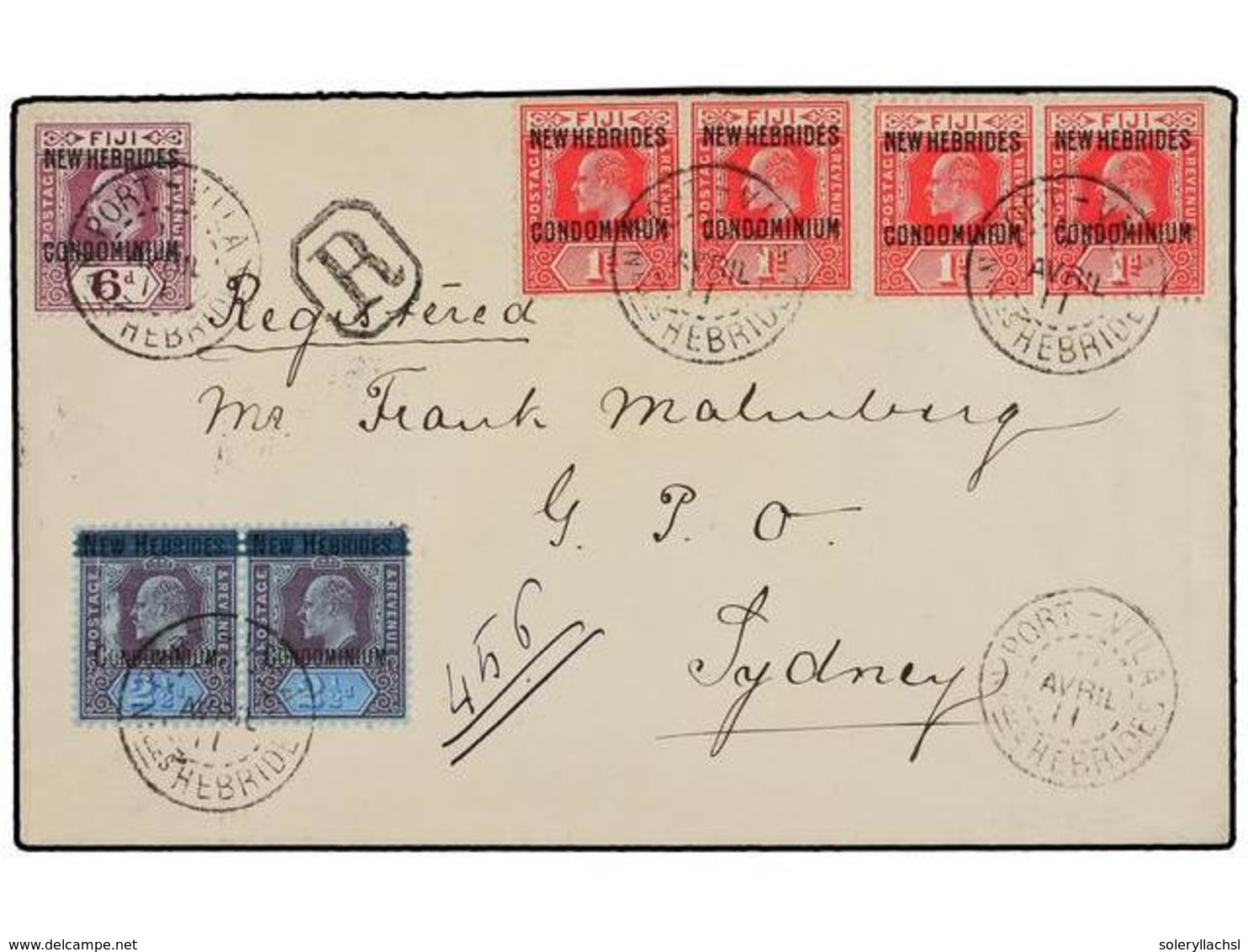 NUEVAS HEBRIDAS. Sg.6 (2), 11 (4), 15. 1911. PORT VILA To SYDNEY. Fine Franking. Arrival On Reverse. - Sonstige & Ohne Zuordnung