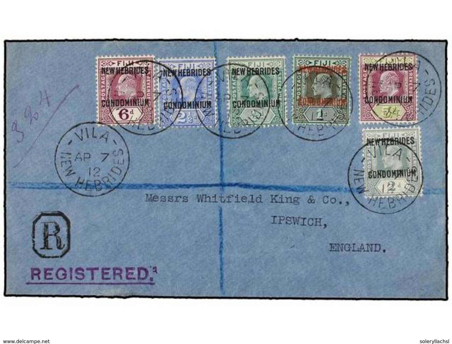 NUEVAS HEBRIDAS. Sg.10, 12/16. 1912. VILA To ENGLAND. Fine Franking. Arrival On Reverse. - Other & Unclassified