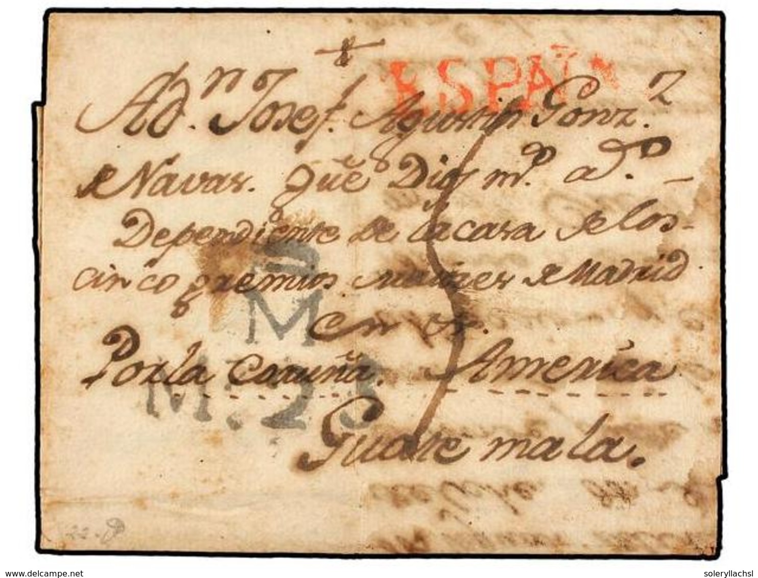 GUATEMALA. 1776 (14-Mayo). CREVILLENTE (Valencia, España) A GUATEMALA. Carta Completa Con Texto, Marcas M/M 25 De Madrid - Otros & Sin Clasificación