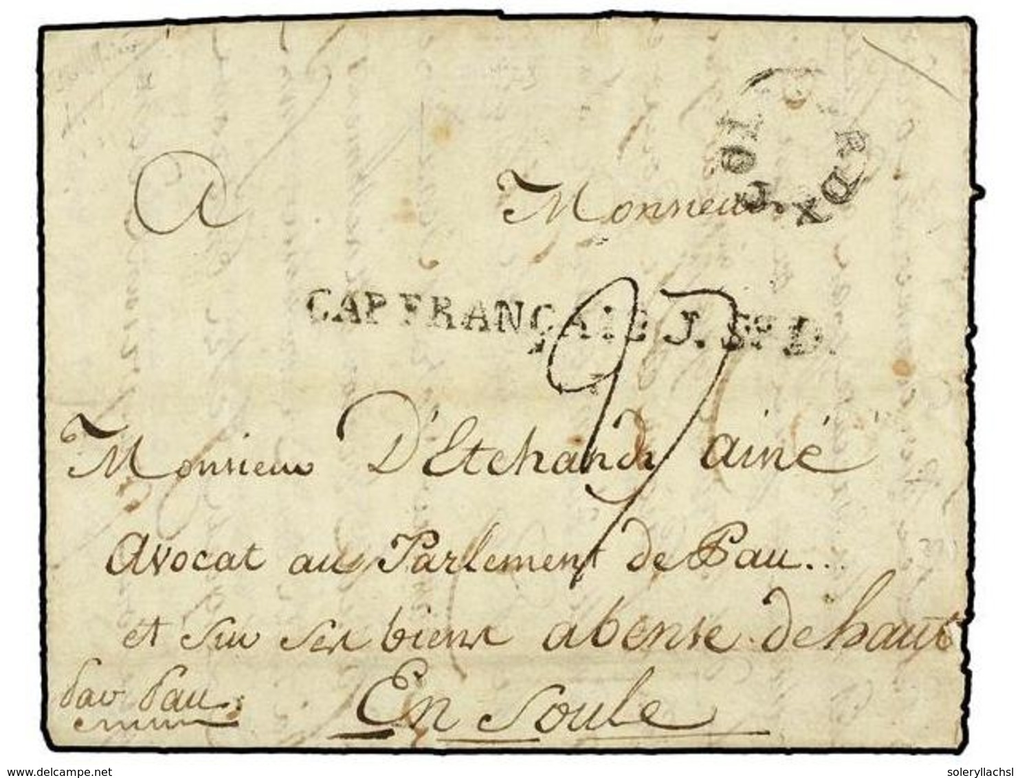 HAITI. 1787 (25 Mayo). SOUFRIERE DU LIMBE (Haiti) A FRANCIA. Carta Completa Con Texto 'Soufriere Du Timbre, Partie Du No - Other & Unclassified