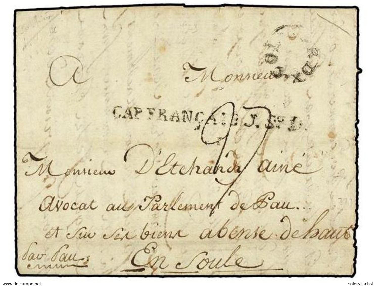 HAITI. 1787 (25 Mayo). SOUFRIERE DU LIMBE (Haiti) A FRANCIA. Carta Completa Con Texto 'Soufriere Du Timbre, Partie Du No - Sonstige & Ohne Zuordnung