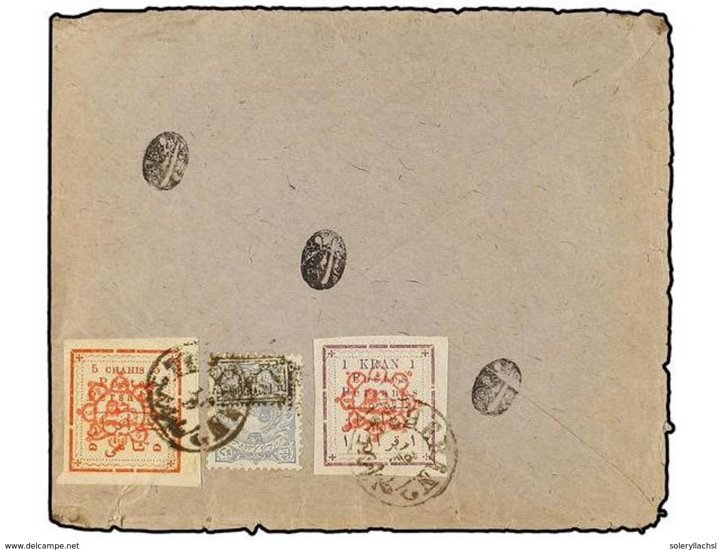 IRAN. Sc.179, 253, 283. 1902. Envelope To TEHERAN With Provisionals 10 Ch. Grey And 5 Ch. Red, 1 Kr. Violet Tied By TEHE - Sonstige & Ohne Zuordnung