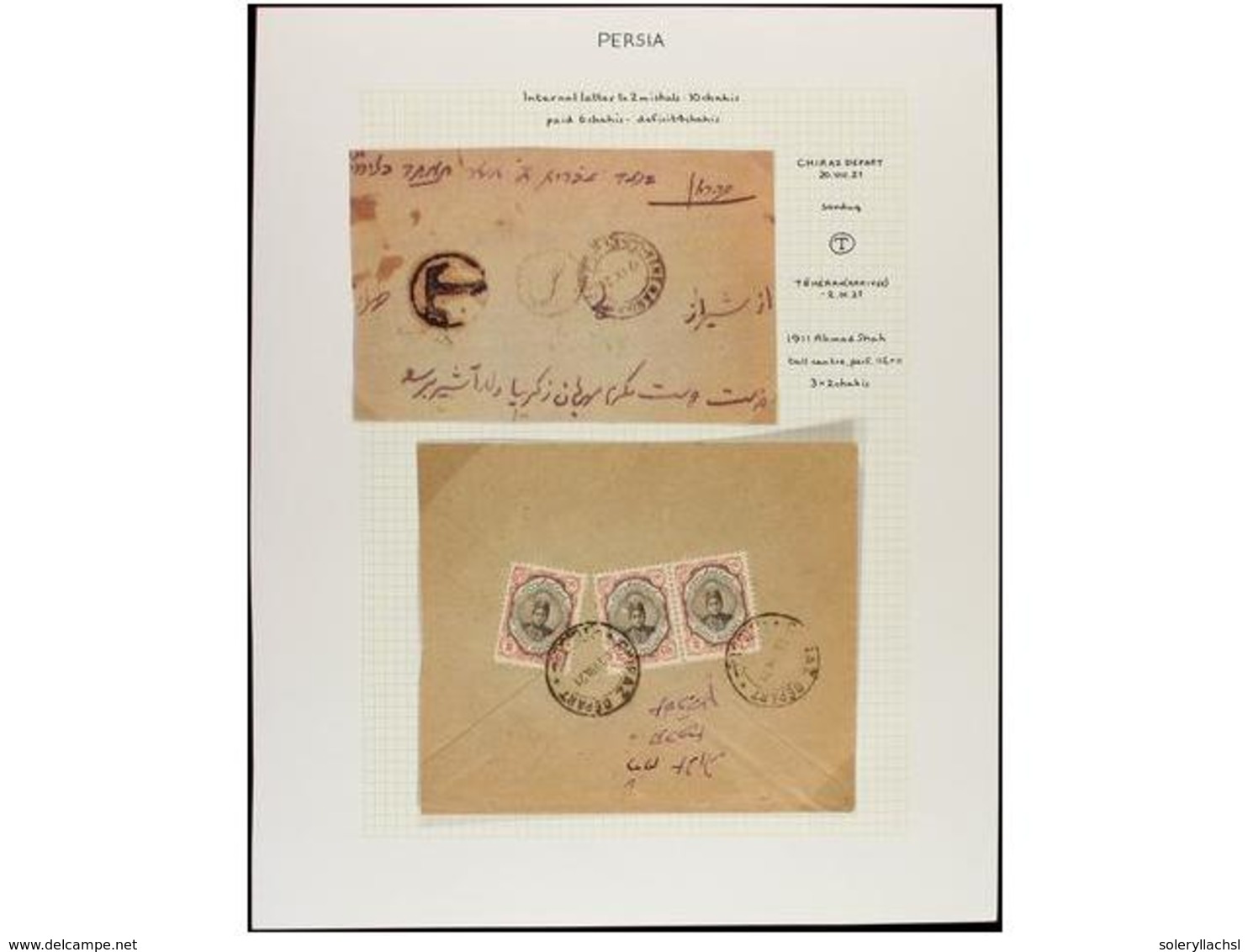 IRAN. 1921-22. Fourteen Covers With Diverse Frankings All UNDERFRANKED And Taxed In Arrival. A Very Interesting Group. - Otros & Sin Clasificación