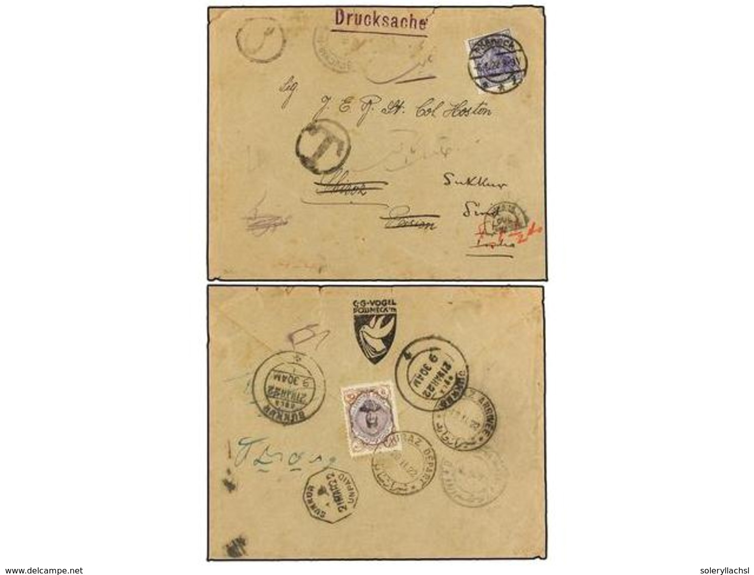 IRAN. 1922. POSNECK (Germany) To CHIRAZ. Envelope Franked With German 80 Pf. Violet Redirected To INDIA With Persia 9 Ch - Otros & Sin Clasificación