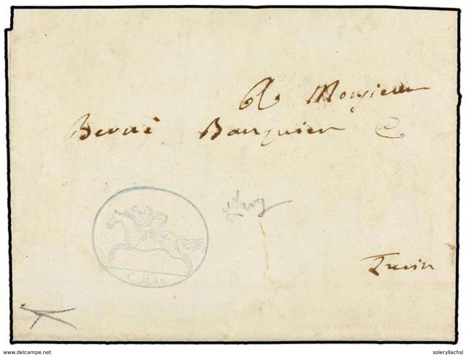 ITALIA ANTIGUOS ESTADOS: CERDEÑA. 1819 (29 Mayo). CANALE A TORINO. Carta Completa Con 'Cavallini' De 25 Cts. Estampado E - Sonstige & Ohne Zuordnung