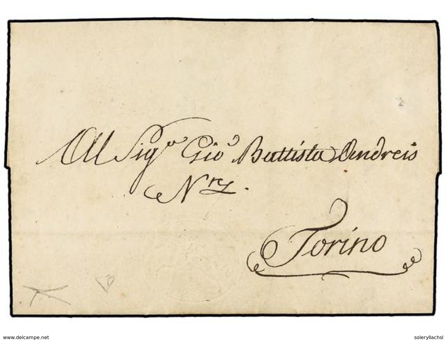 ITALIA ANTIGUOS ESTADOS: CERDEÑA. 1820 (5 Agosto). DRONERO A TORINO. Carta Completa Con 'Cavallini'  De 25 Cts. Estampad - Other & Unclassified