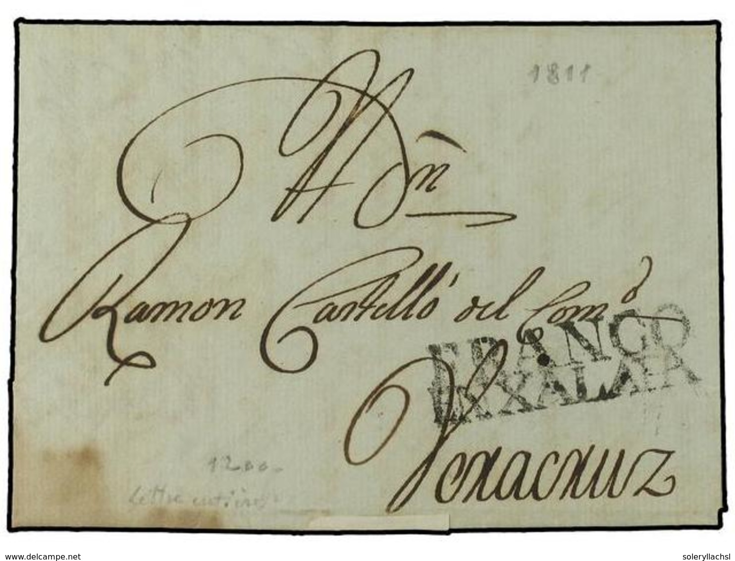 MEXICO. 1811 (27-Febrero). XALAPA A VERACRUZ. Marca FRANCO / EN XALAPA (nº 4 ) En Negro. MAGNIFICA Y RARA. - Sonstige & Ohne Zuordnung