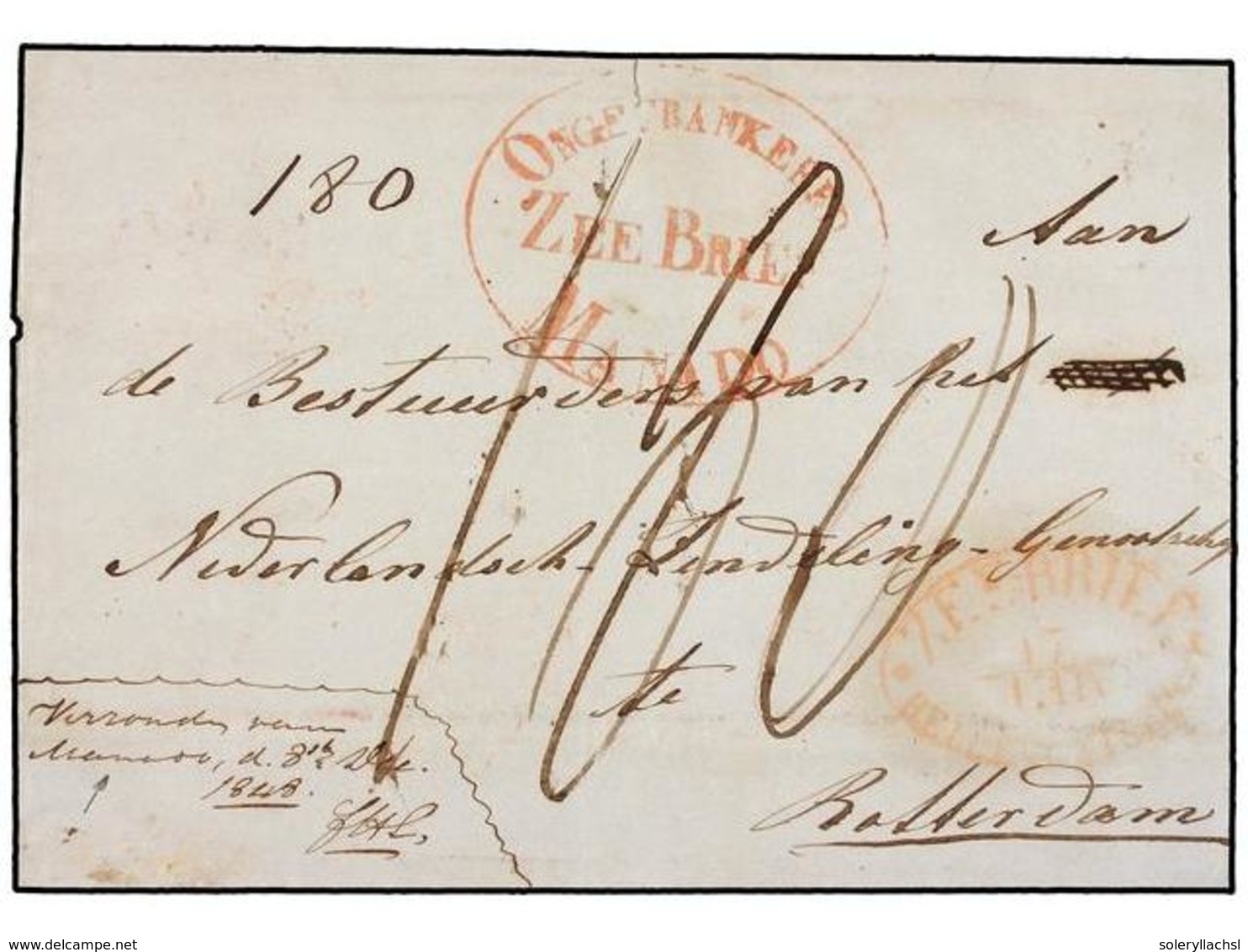 INDIA HOLANDESA. 1848. MANADO To HOLLAND. Oval ONGEFRANKEED/ZEE BRIEF/MANADO. - Other & Unclassified