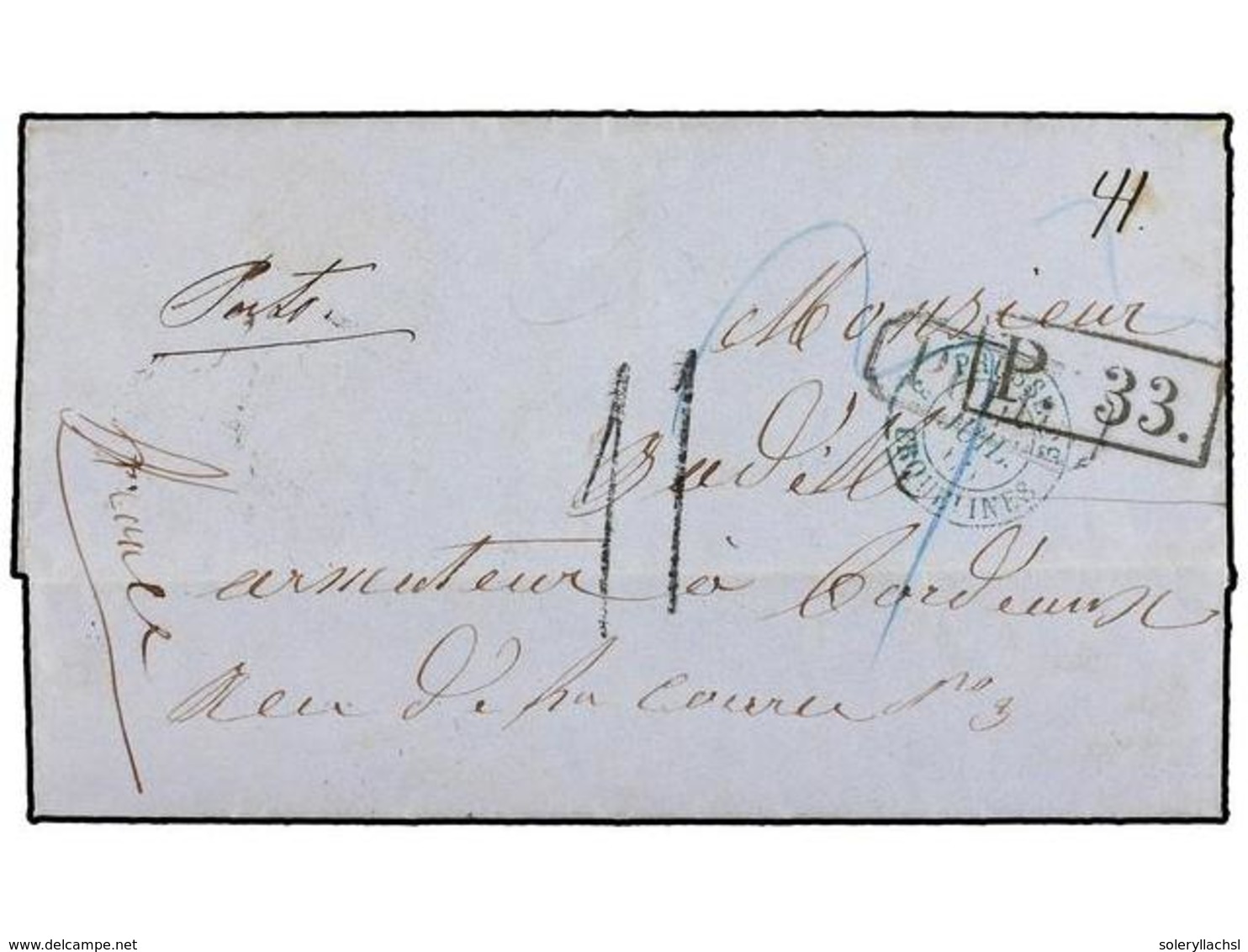 NORUEGA. 1865 (July 2). NYBORG To FRANCE. Entire Letter Sent Via Sweden And Prusse With P33 Mark. Rare On Letter From No - Otros & Sin Clasificación