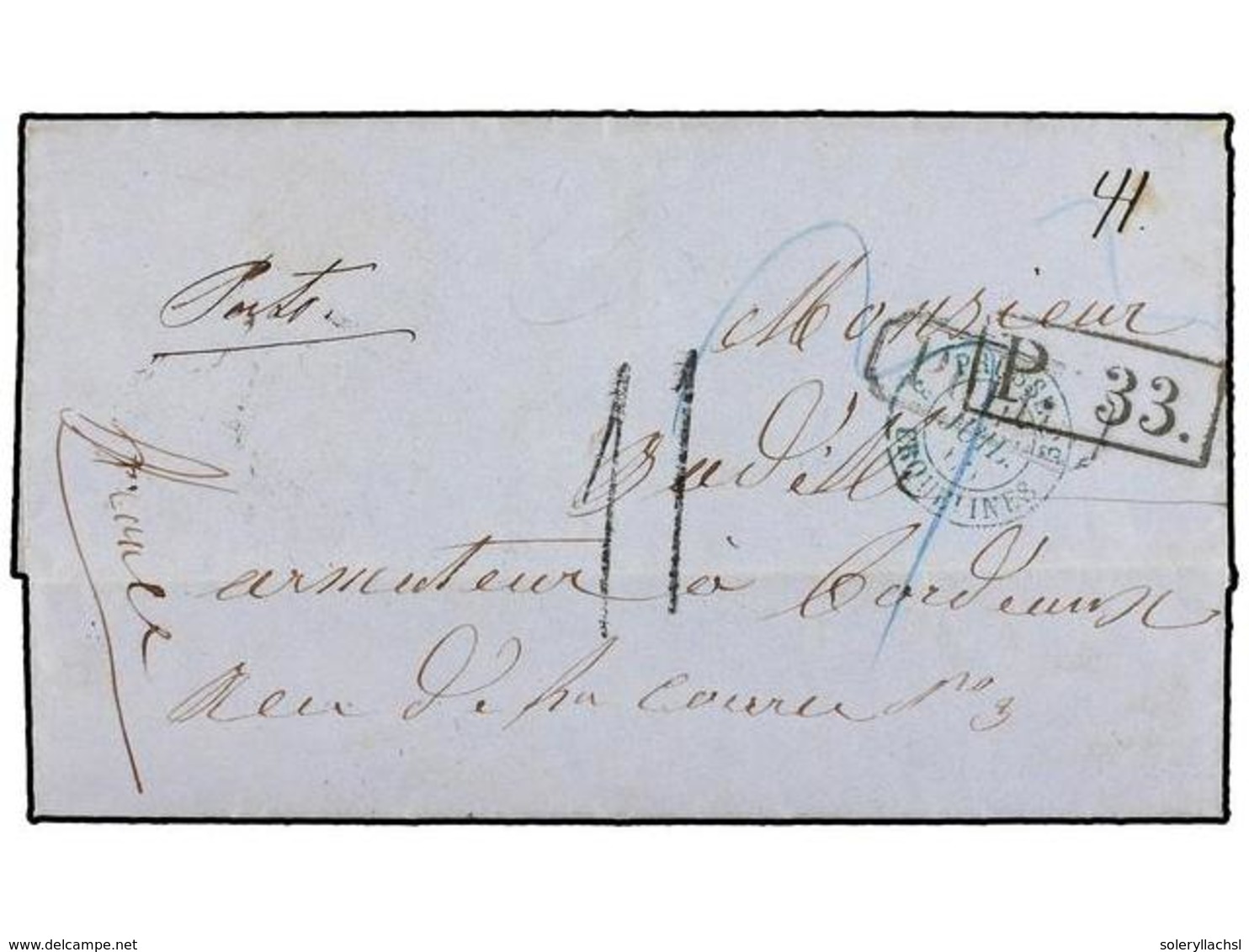 NORUEGA. 1865 (July 2). NYBORG To FRANCE. Entire Letter Sent Via Sweden And Prusse With P33 Mark. Rare On Letter From No - Andere & Zonder Classificatie