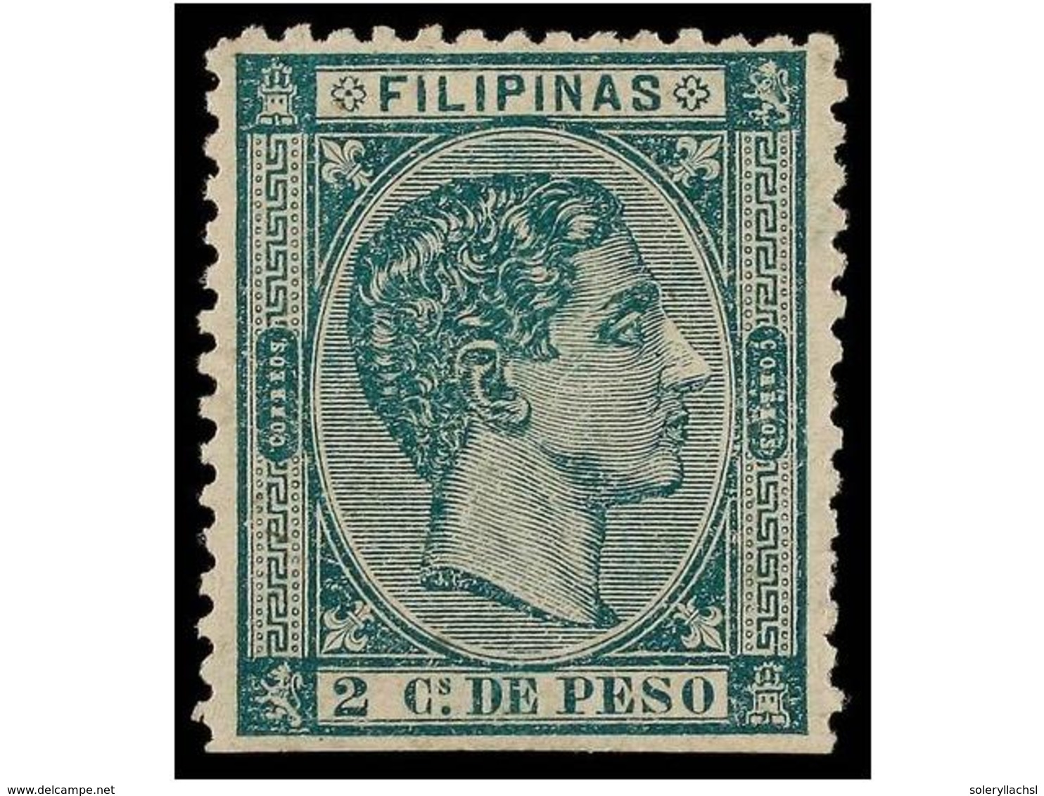 * FILIPINAS. Ed.34cc. 2 Cts. Verde ERROR DE COLOR, Margen Inferior SIN DENTAR. Sello No Reseñado En Edifil Y Citado En G - Other & Unclassified