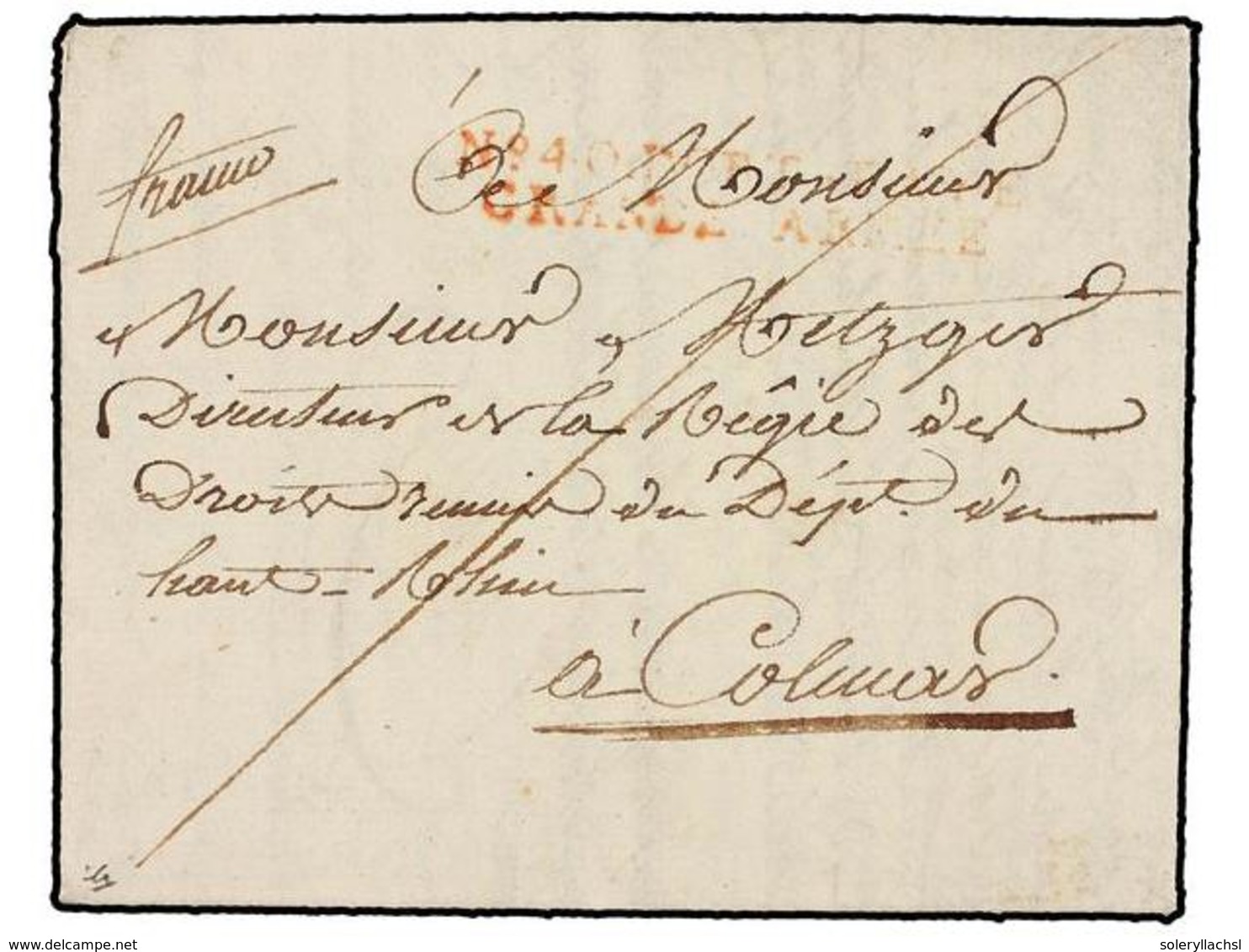 POLONIA. 1807 (March 9). POSEN (Poland) To FRANCE. Entire Letter Nº 40 PORT PAYE/GRANDE ARMEE In Red. VERY RARE. - Otros & Sin Clasificación