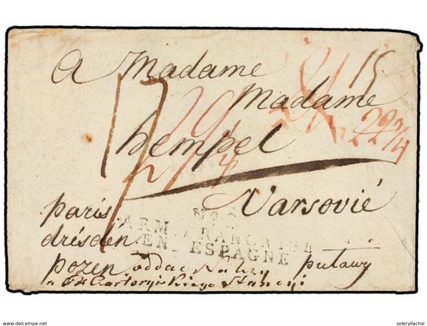 POLONIA. 1810. POLISH SOLDIER IN THE FRENCH NAPOLEONIC ARMY IN SPAIN. Envelope (without Contents) Sent From BARCELONA To - Sonstige & Ohne Zuordnung