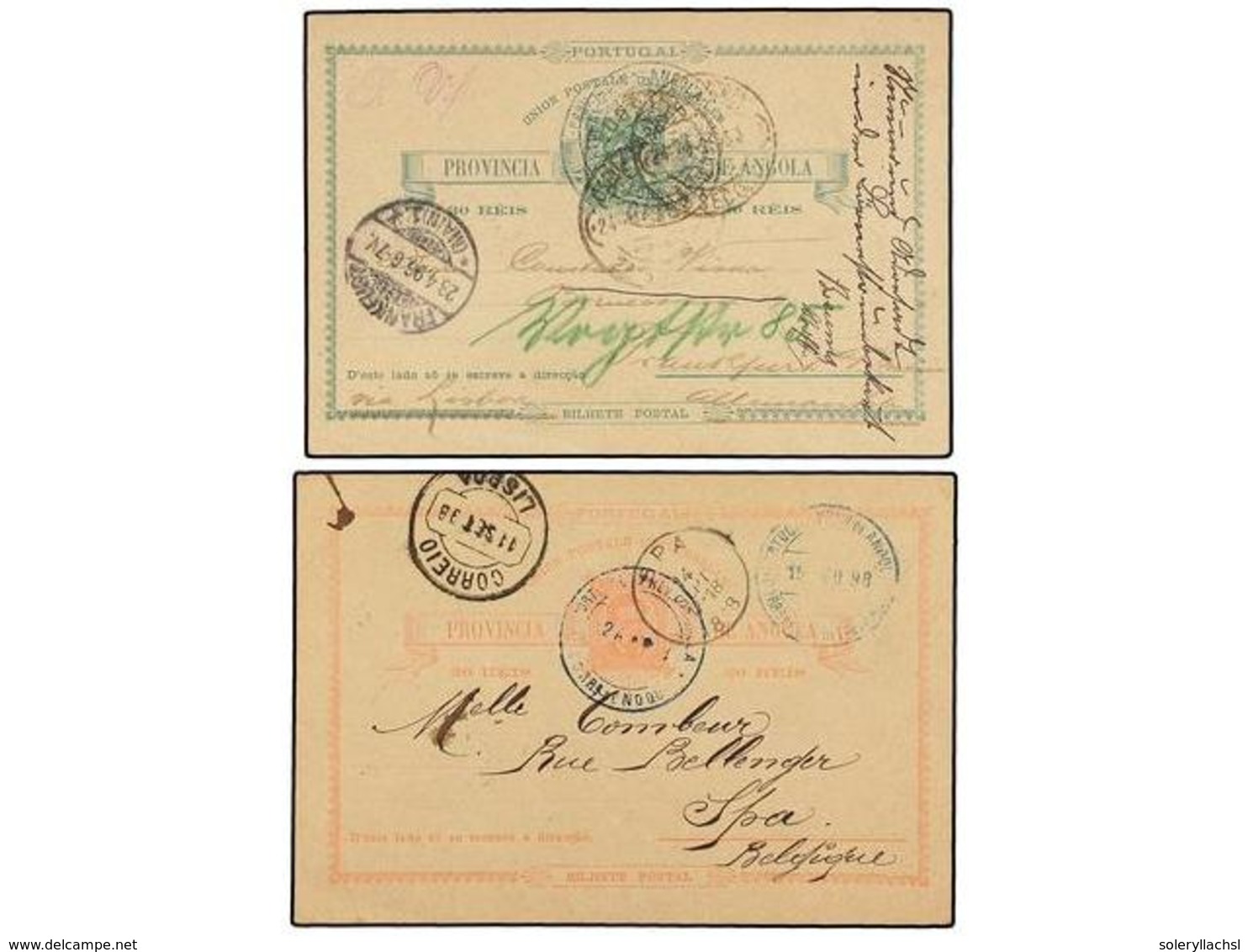 ANGOLA. 1896-98. (2) Dos Enteros Postales De 20 Reis Y 30 Reis Usados Desde NODUI? Y CAYO?. - Sonstige & Ohne Zuordnung