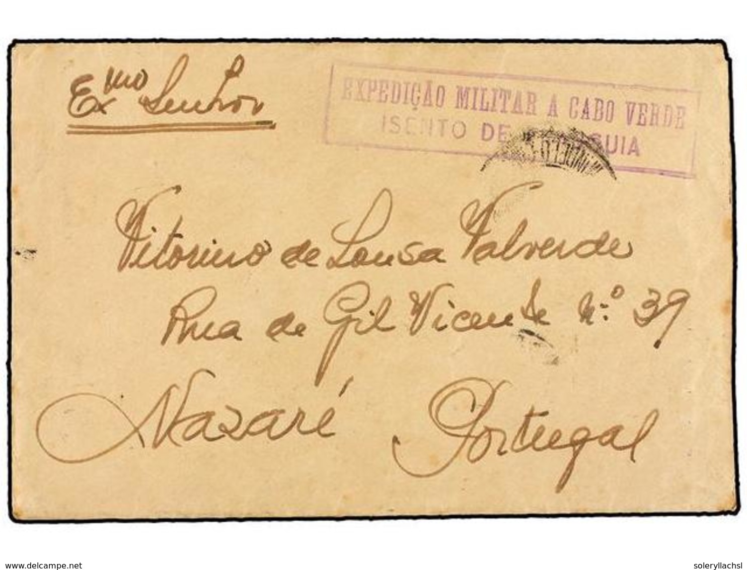 CABO VERDE. 1944. S. VICENTE A PORTUGAL. Sobre Completo Con Texto. Marca EXPEDIÇAO MILITAR A CABO VERDE/ISENTO DE FRANQU - Other & Unclassified