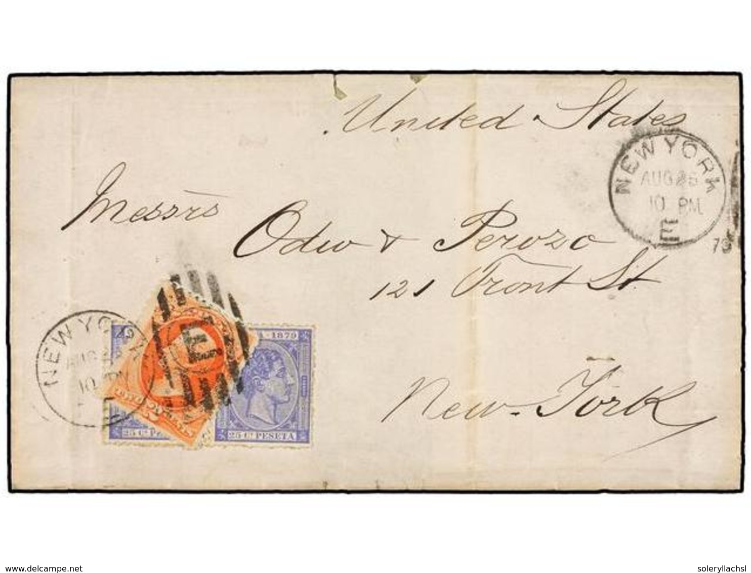 ESTADOS UNIDOS. 1879. GUANTANAMO (Cuba) To NEW YORK. Folded Letter (without Contents) Franked With Cuba 25 Cts. Ultramar - Autres & Non Classés