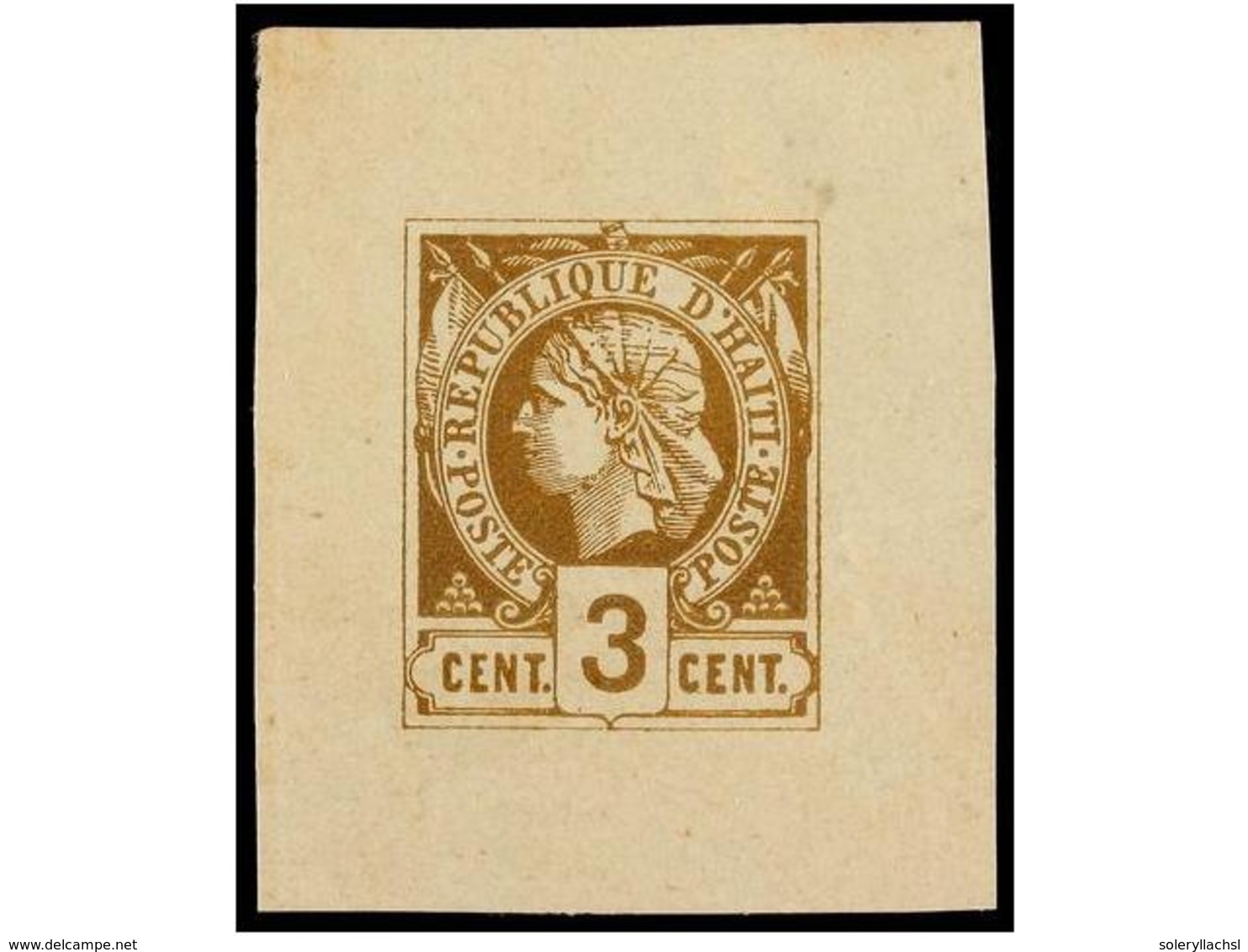 (*) HAITI. Sc.3. 1881. ENSAYO DE COLOR. 3 Cts. Bistre, Color Adoptado. - Other & Unclassified