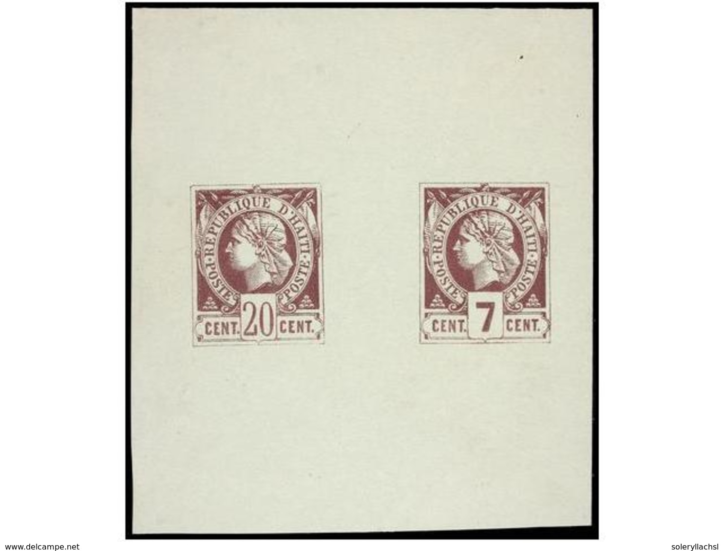 (*) HAITI. Sc.6+5. 1881. ENSAYOS DE COLOR. 20 Cts. Malva + 7 Cts. Malva. RAROS. Ex. TOWNS. Cert. B. MOORHOUSE. - Otros & Sin Clasificación