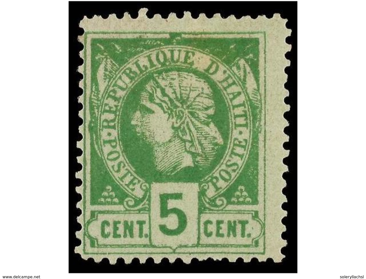 * HAITI. Sc.10. 1882. 5 Cts. Verde, Pl. II Primera Impresión. Sello Rarísimo En Nuevo Del Que No Se Conocen Múltiples. C - Other & Unclassified