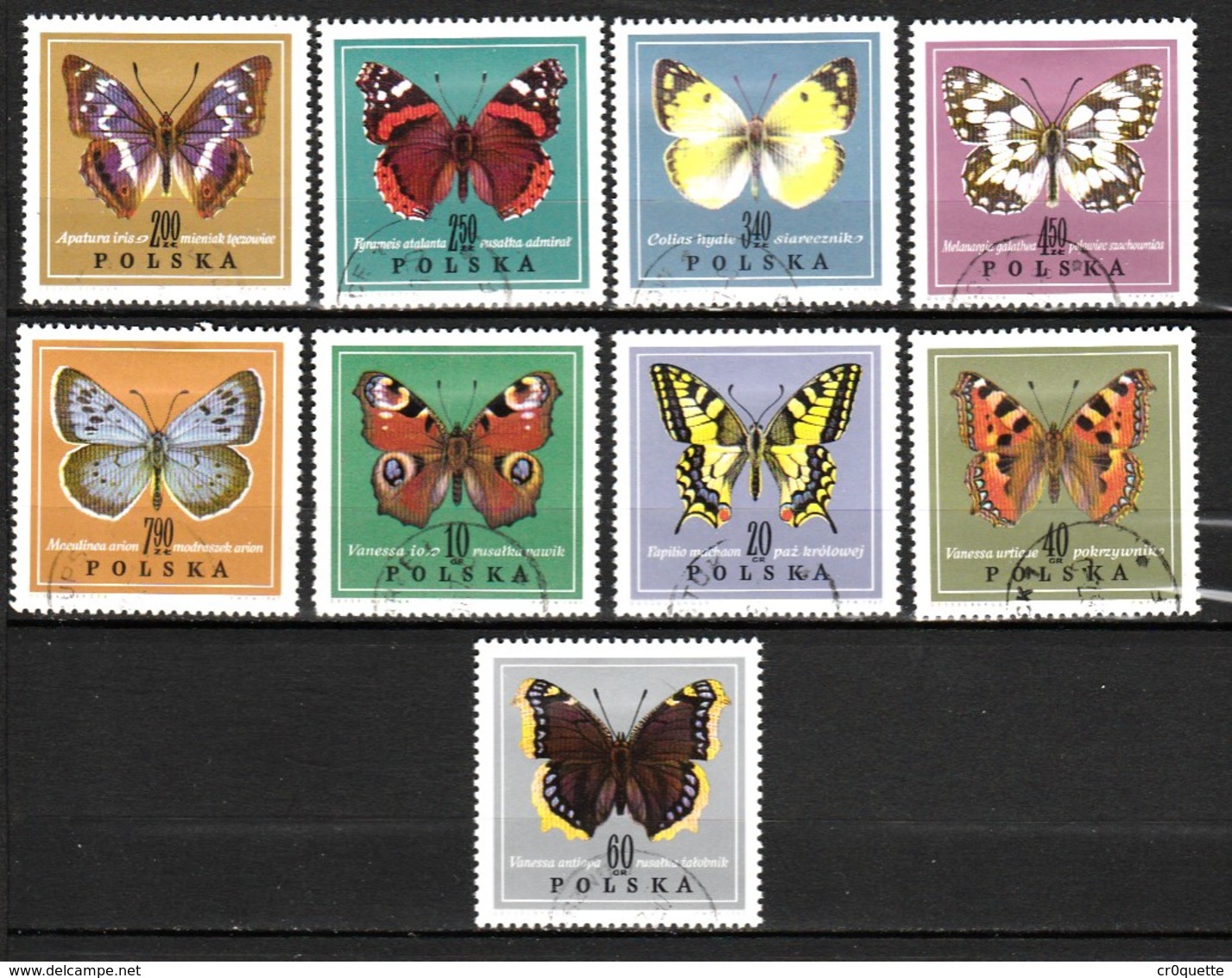 POLOGNE / SERIE DE 9 TIMBRES PAPILLONS - Schmetterlinge