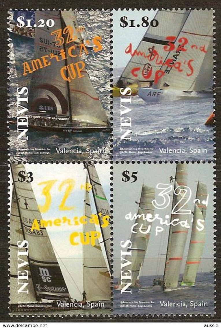 Nevis 2007 Yvertn° 1997-2000 *** MNH Cote 11 Euro Coupe D' Amerique Valencia Spain Voiliers - St.Kitts-et-Nevis ( 1983-...)