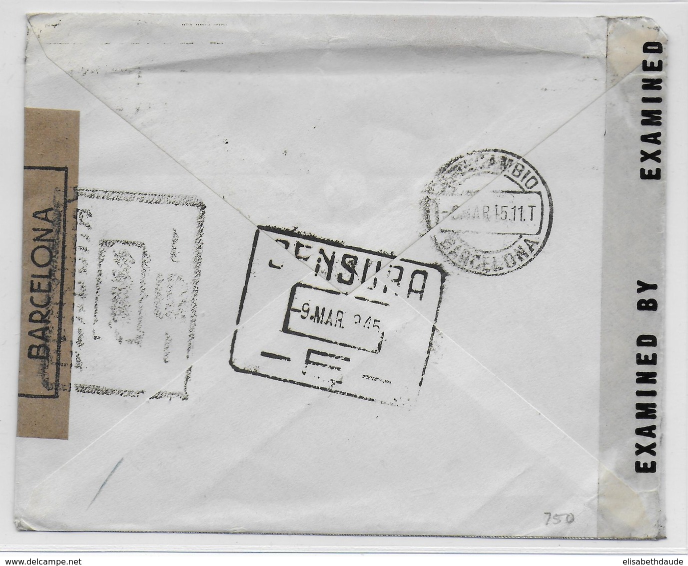 ESPAGNE - 1945 - ENVELOPPE PUB ILLUSTREE De BARCELONA Avec 2 CENSURES  => MERIDEN (USA) - Storia Postale