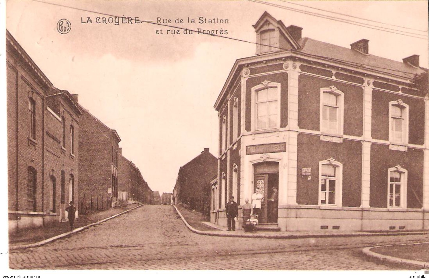 CP. LA CROYERE - Rue De La Station Et Rue Du Progrès. Affranch. Bde De 3 N° 137. - La Louvière