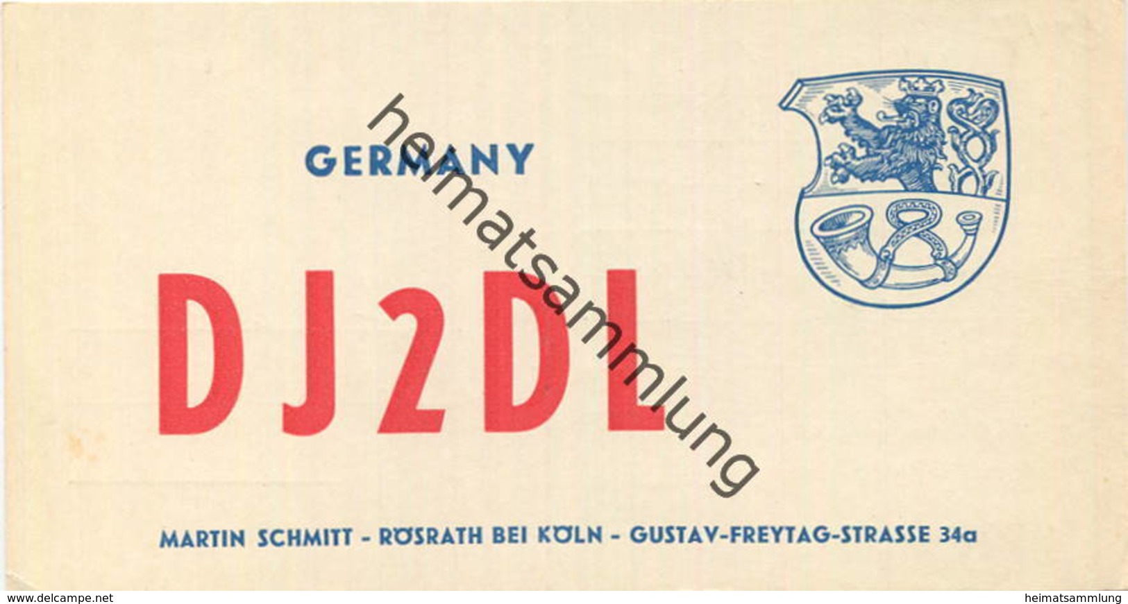 QSL - Funkkarte - DJ2DL - Rösrath - 1959 - Amateurfunk