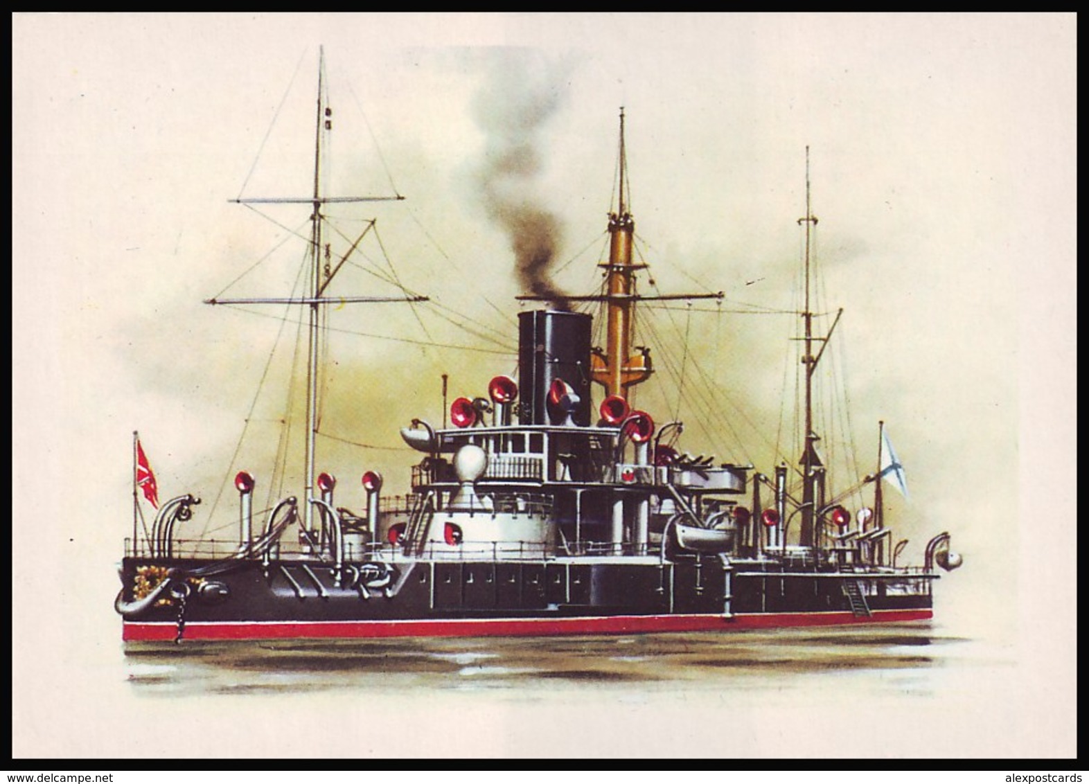 RUSSIAN BATTLESHIP ''PETER THE GREAT''. Unused Postcard (USSR, 1980) - Warships