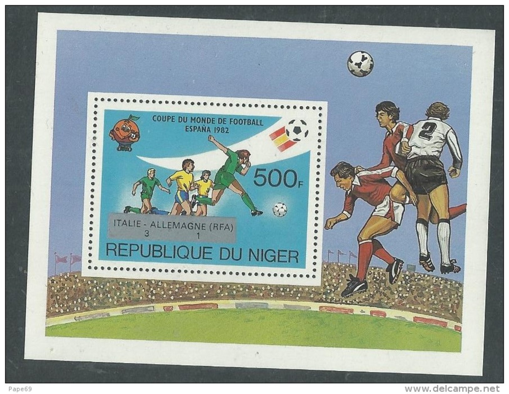 Niger BF N° 40 XX " Espana' 82", Résultats De La Coupe Du Monde De Football,  Le Bloc Sans Charnière, TB - Niger (1960-...)