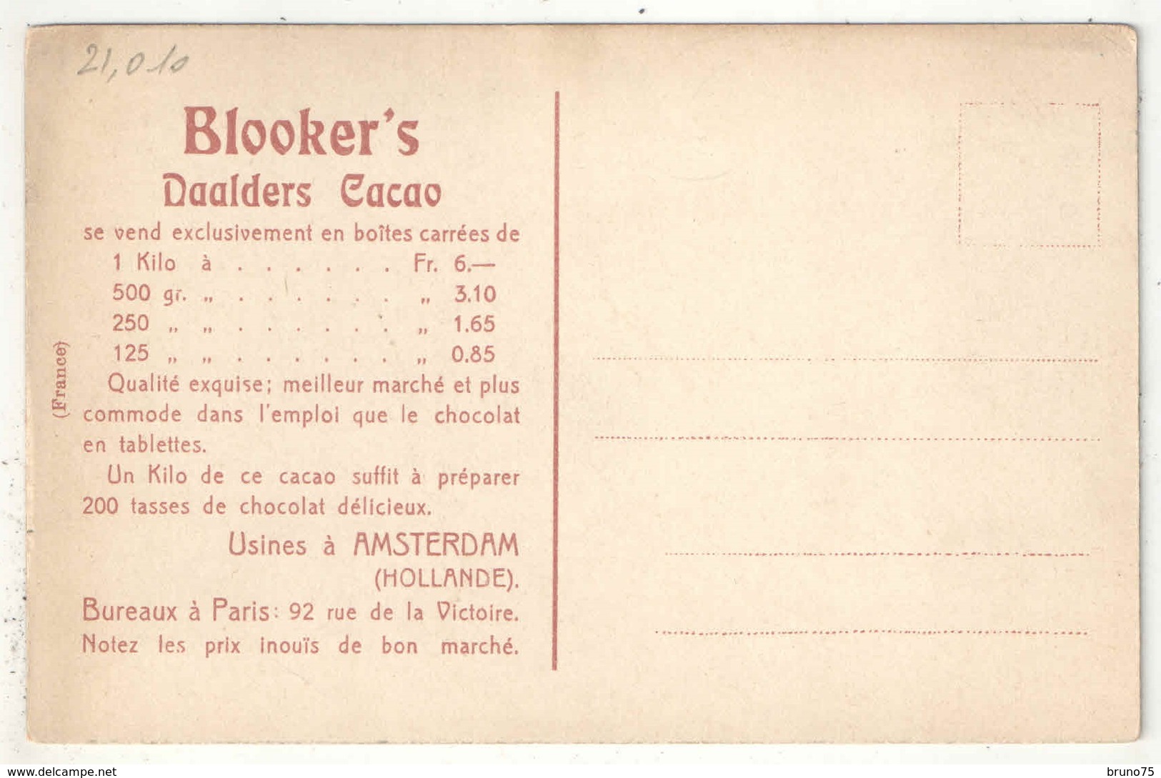 L'Hôtel De Ville à BOLSWARD (Advertisement For Blooker's Daalders Cacao On The Back) - Bolsward