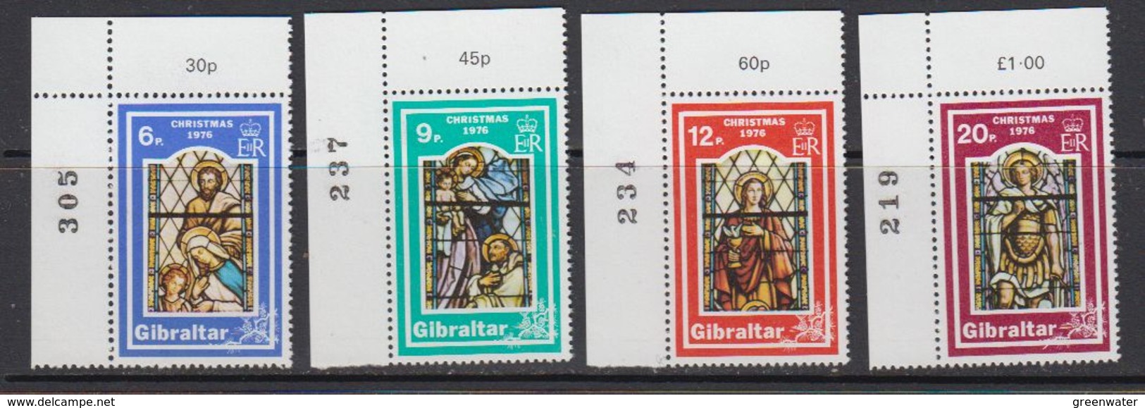 Gibraltar 1976 Christmas 4v (corner, Sheet Number) ** Mnh (41506F) - Gibraltar