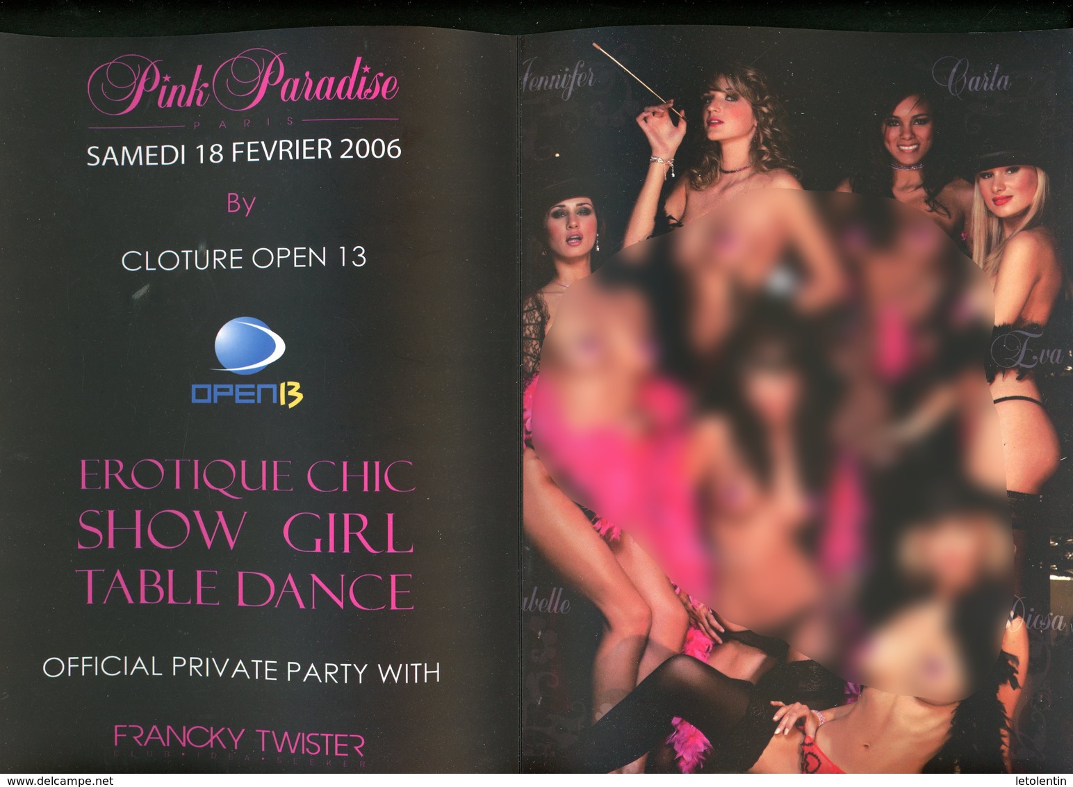 PROGRAMME MILLENIUM PLEASURE CLUB MARSEILLE - PINK PARADISE 2006 (FEMMES NUES) EROTIC SHOW GIRL TABLE DANCE - Programmi