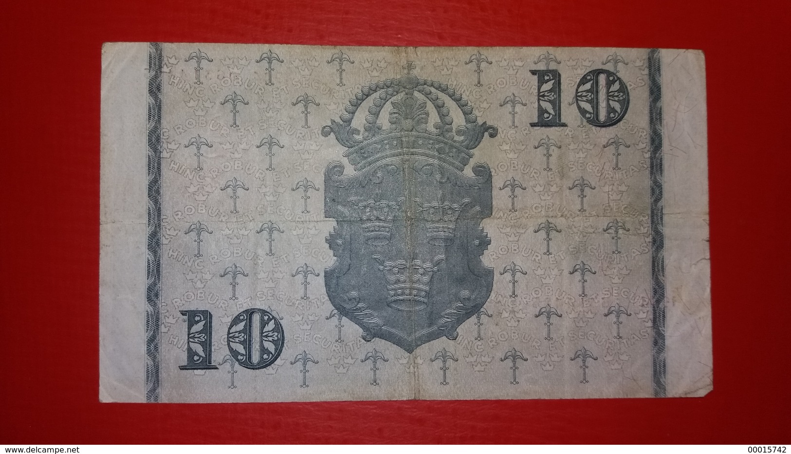 D-0295. Sweden 10 KRONOR 1944 RED NUMBERS !! - Suède